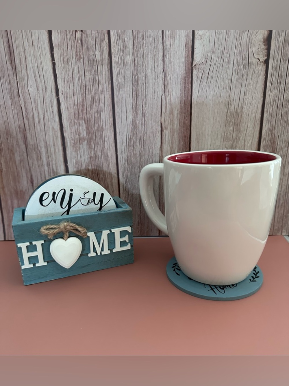 Farmhouse Coaster Set w/ Holder | Home Decor Coffee Bar Gift